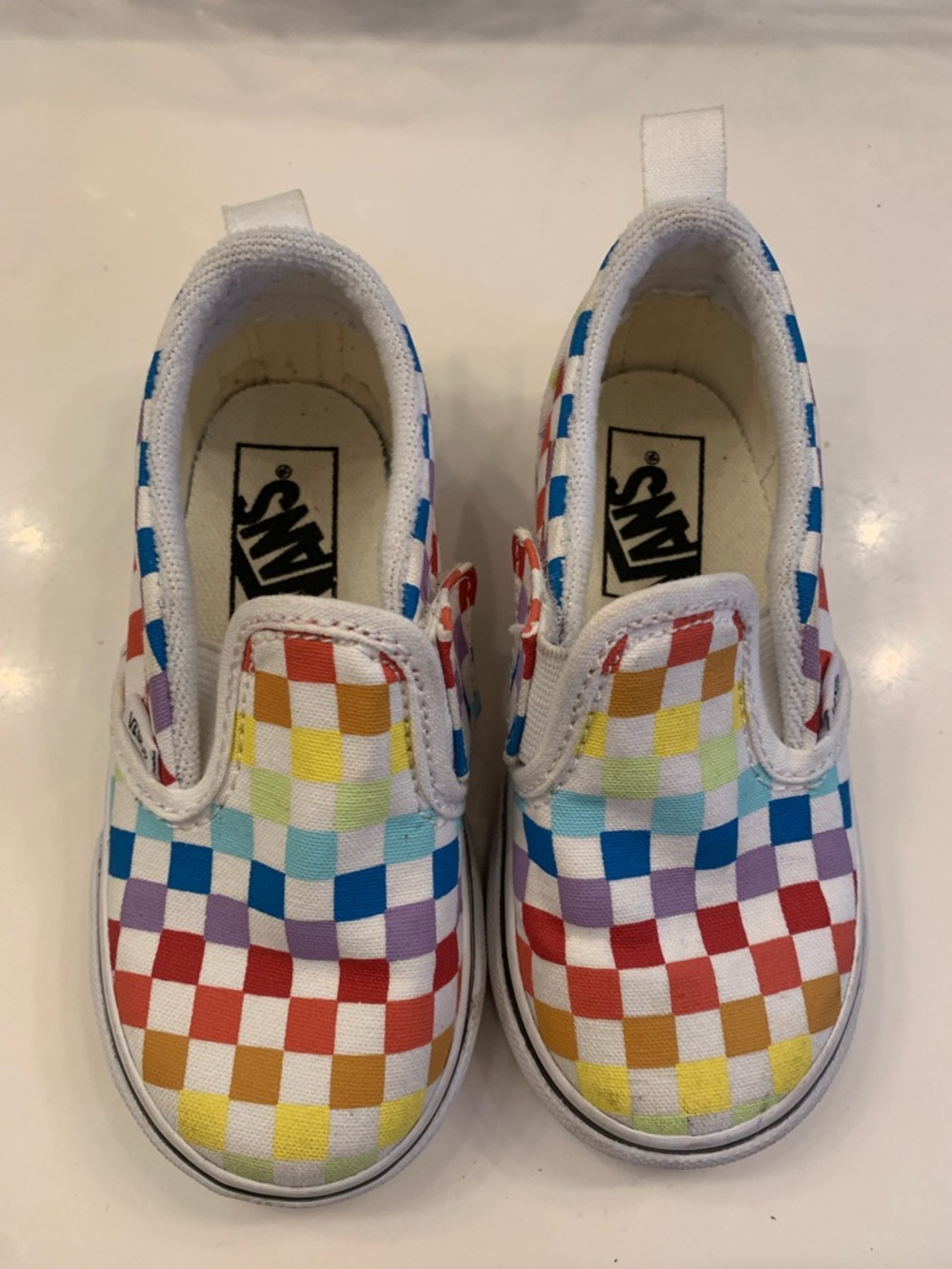 Vans Kids Classic Slip-On Checkerboard Sneakers - Rainbow size 7 toddler